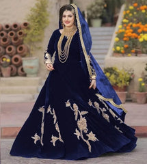 Sleeves and Border Embroidered Maxi with Four Sided Lace Dupatta - 3 Piece