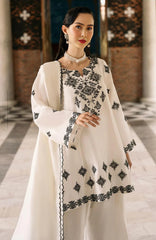 Embroidered Suit with Neck & Daman Detailing, Dupatta and Farshi Shalwar - 3 Piece
