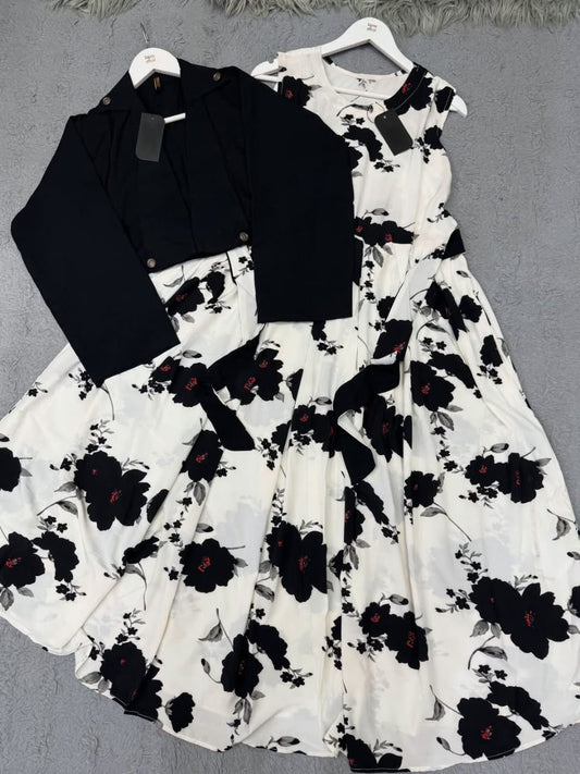 Digital Printed long Maxi with Cotton Koti - 2 Piece