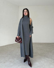 Winter Long BodyCon With Upper Coat - 2 Piece