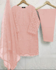 Heavy Embroidery Shirt With Pearls Attached - 3 Piece Dress