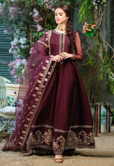 Shahi Border Embroidered Maxi with Neck Embroidery & Dupatta – 3 Piece