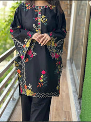 Multi Colorful Long Sleeves Embroidery Shirt With Trouser - 2 Piece