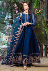 Shahi Border Embroidered Maxi with Neck Embroidery & Dupatta – 3 Piece