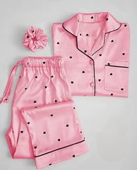 Heart Printed Night Suit