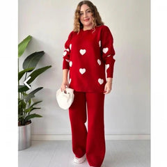 Revayat Maroon Heart Printed 2 PC Co-Ord Set