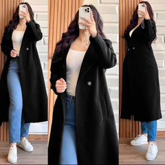 Front both sided Cross Pocket long Sleeves Button Coat