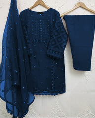 Heavy Embroidery Shirt With Pearls Attached - 3 Piece Dress