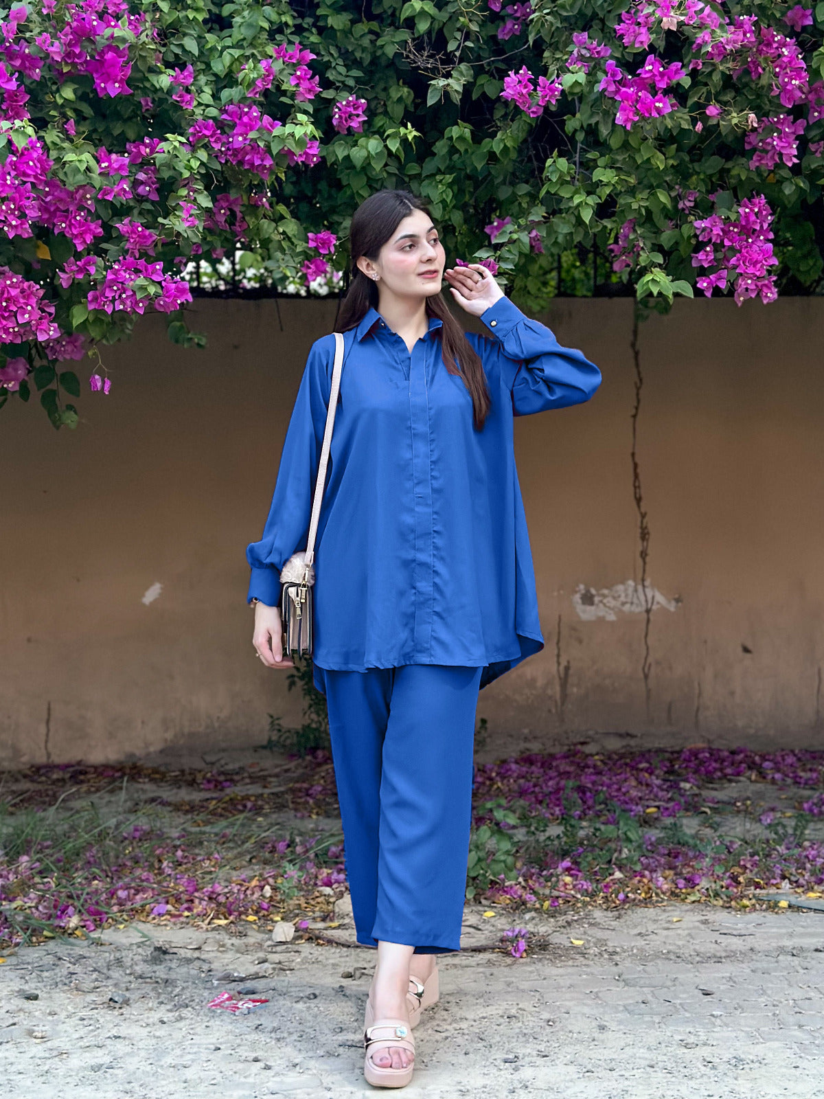 2 Piece - Western Style Plain Georgette Co-Ord Set