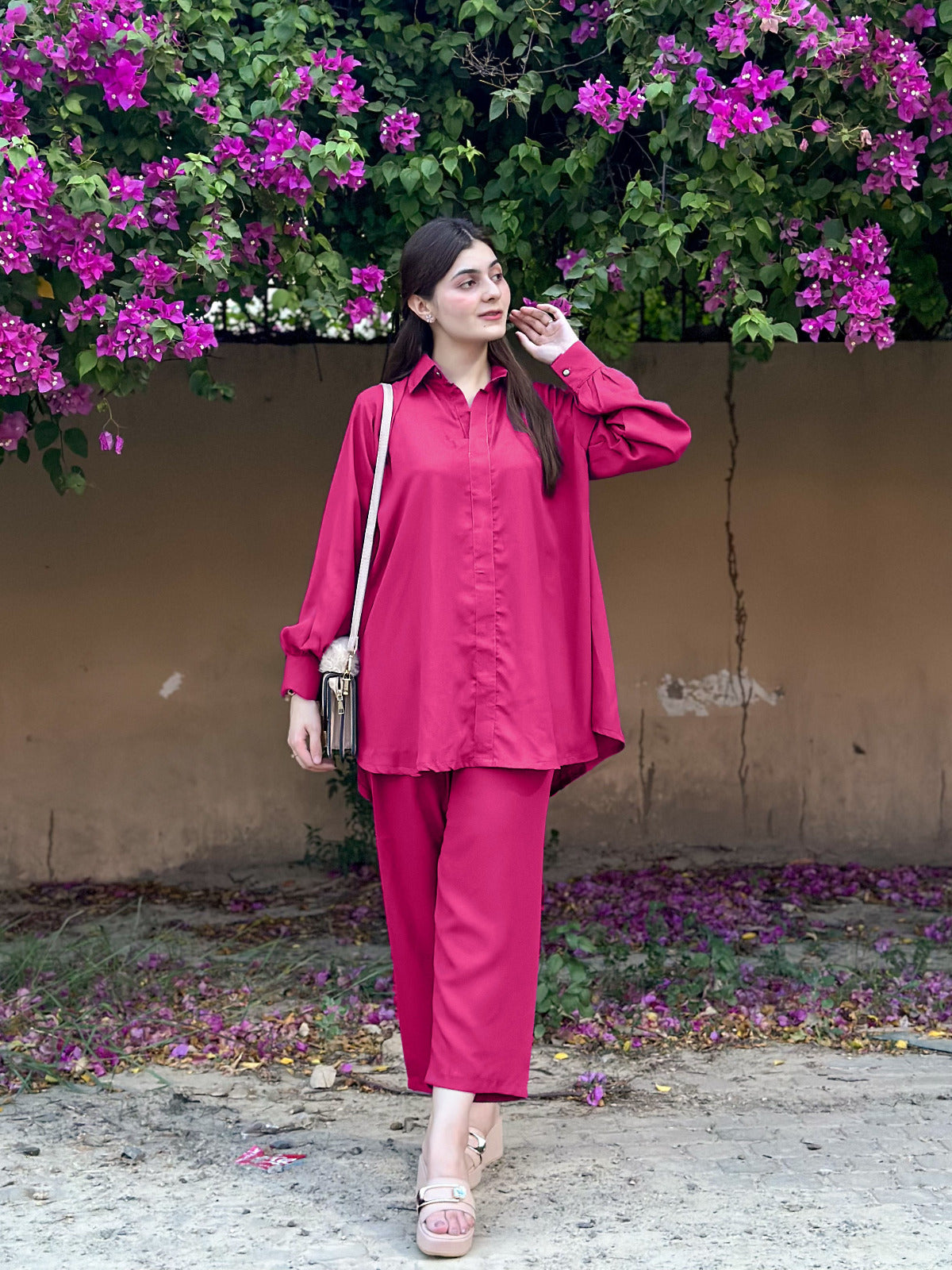 2 Piece - Western Style Plain Georgette Co-Ord Set