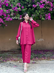 2 Piece - Western Style Plain Georgette Co-Ord Set