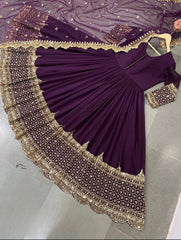 Sequins Embroidered Maxi with Border Sleeve Embroidery & Sequins Dupatta - 3 Piece