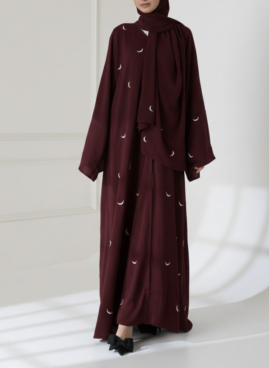 Moon Embroidered Abaya with stoller 2PCs