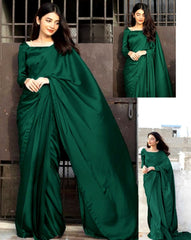 Plain Silk Saree - 3 Piece