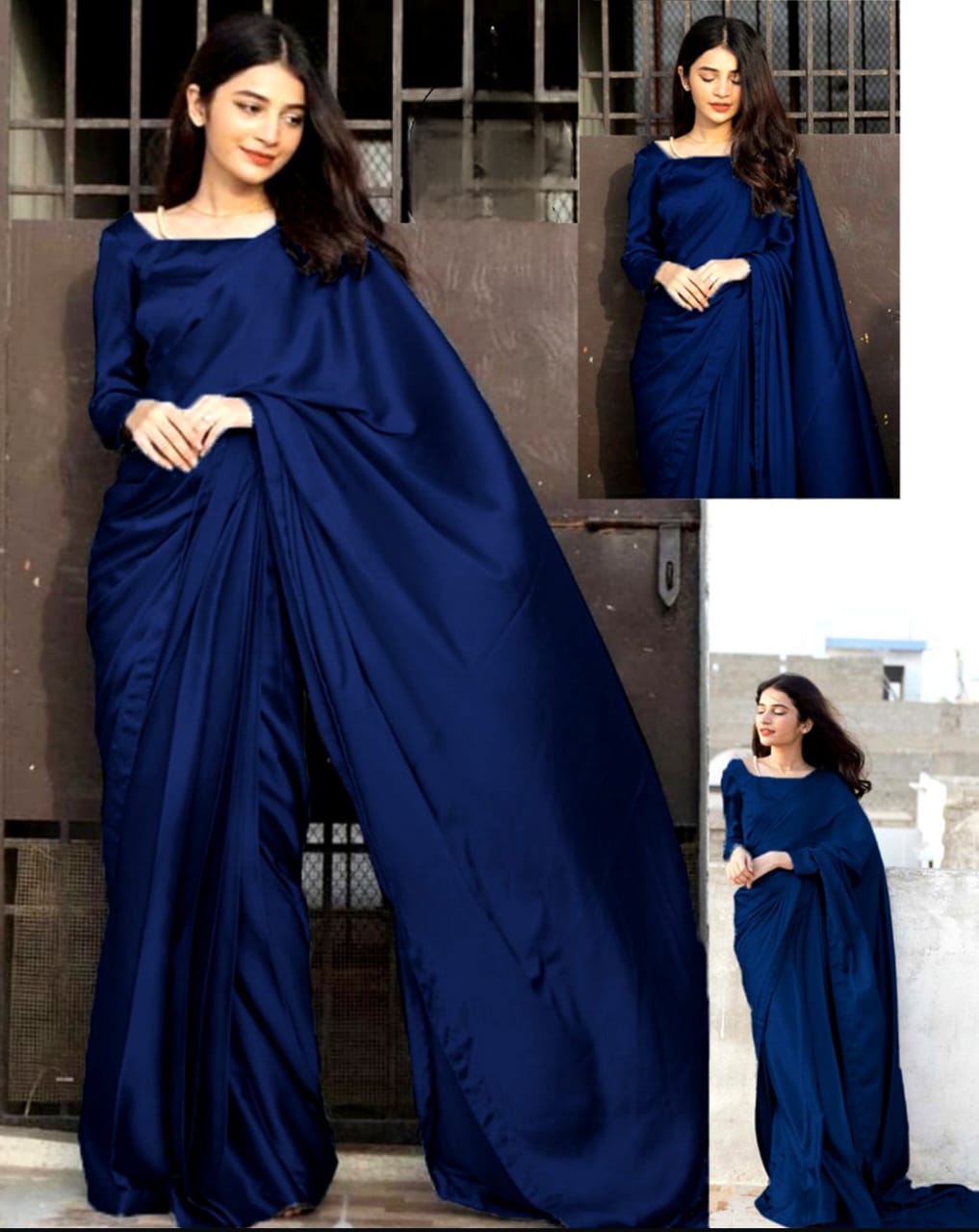 Plain Silk Saree - 3 Piece