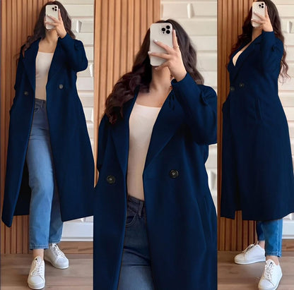 Front both sided Cross Pocket long Sleeves Button Coat