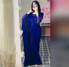 Pearl & Sequin Embroidered Silk Saree – Full Set