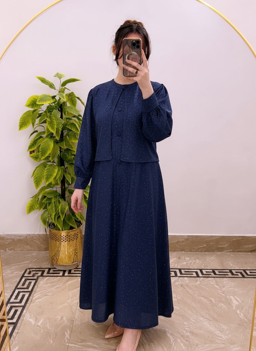 Moonlight Glitter Jacket with Maxi with adjustable Belt attached - 2 Piece