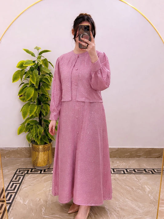 Moonlight Glitter Jacket with Maxi with adjustable Belt attached - 2 Piece