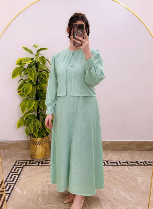 Moonlight Glitter Jacket with Maxi with adjustable Belt attached - 2 Piece