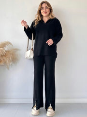 Revayat Black Double Zipper 2 Piece Co-Ord Set For Women