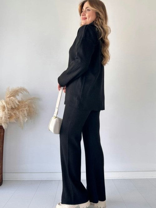 Revayat Black Double Zipper 2 Piece Co-Ord Set For Women