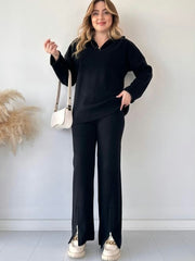 Revayat Black Double Zipper 2 Piece Co-Ord Set For Women