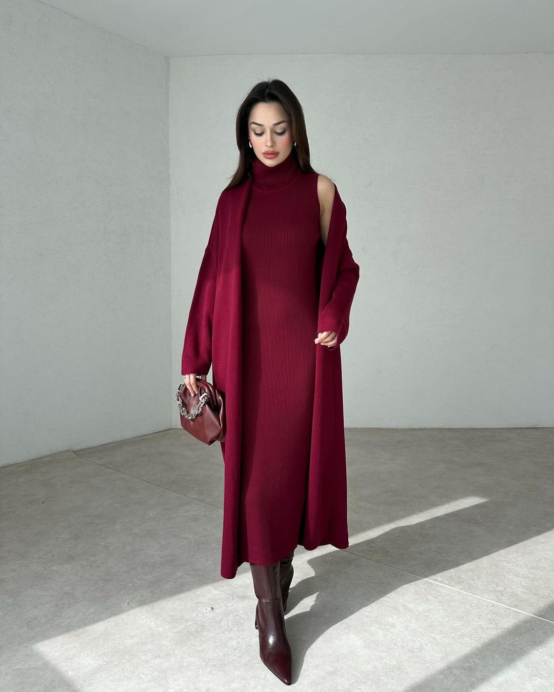 Winter Long BodyCon With Upper Coat - 2 Piece