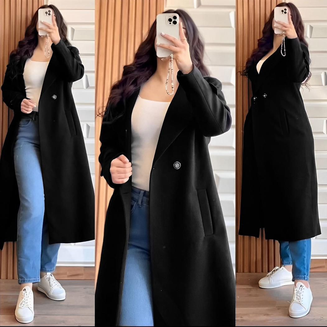 Front both sided Cross Pocket long Sleeves Button Coat
