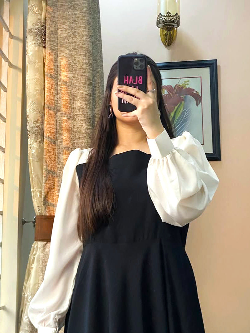 Platted White Sleeves Maxi