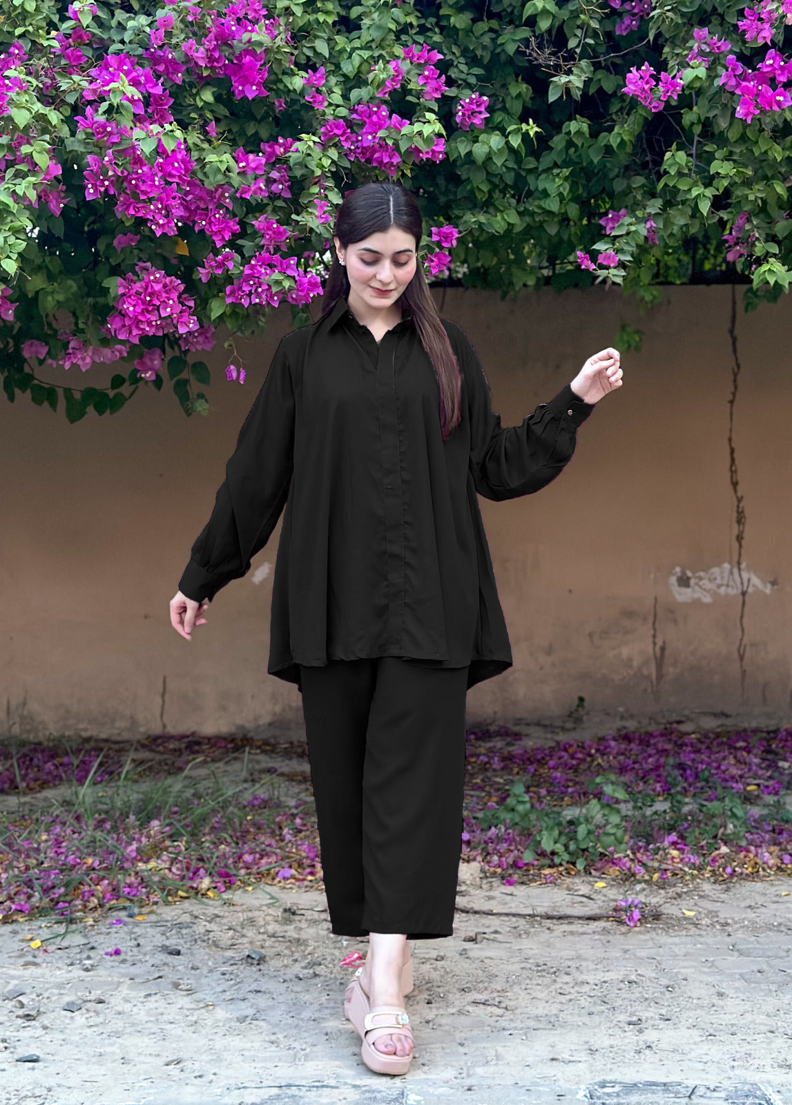 2 Piece - Western Style Plain Georgette Co-Ord Set