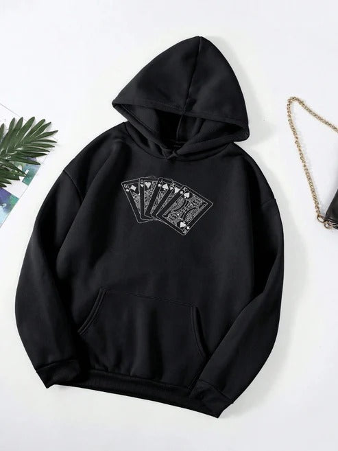 Black Cards Embroided Hoodie