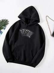 Black Cards Embroided Hoodie