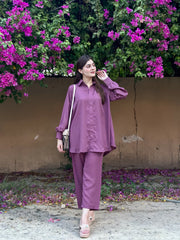 2 Piece - Western Style Plain Georgette Co-Ord Set