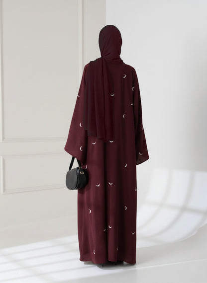 Moon Embroidered Abaya with stoller 2PCs